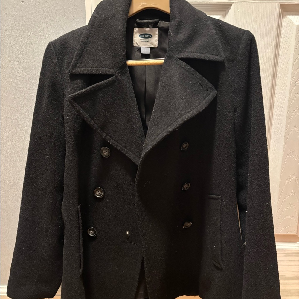 Old Navy Black Double-Breasted Pea Coat